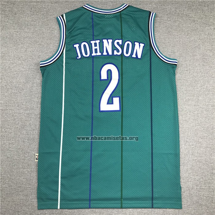 Camiseta Charlotte Hornets Larry Johnson NO 2 Hardwood Classics 1992-93 Verde
